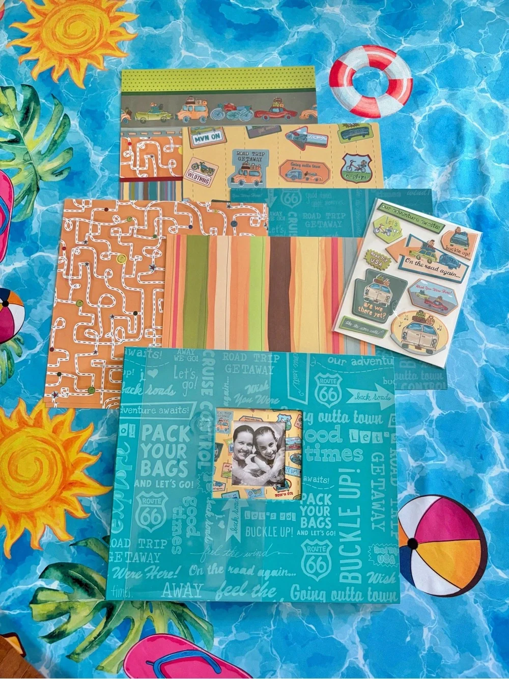 K&Company Travel Roadtrip Scrapbook Album & Paper, 8.5” x 8.5,” plus papers